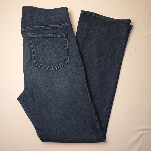 NYDJ Pull-On Jeans Size L High Rise Boot Cut Dark Wash - Picture 1 of 9
